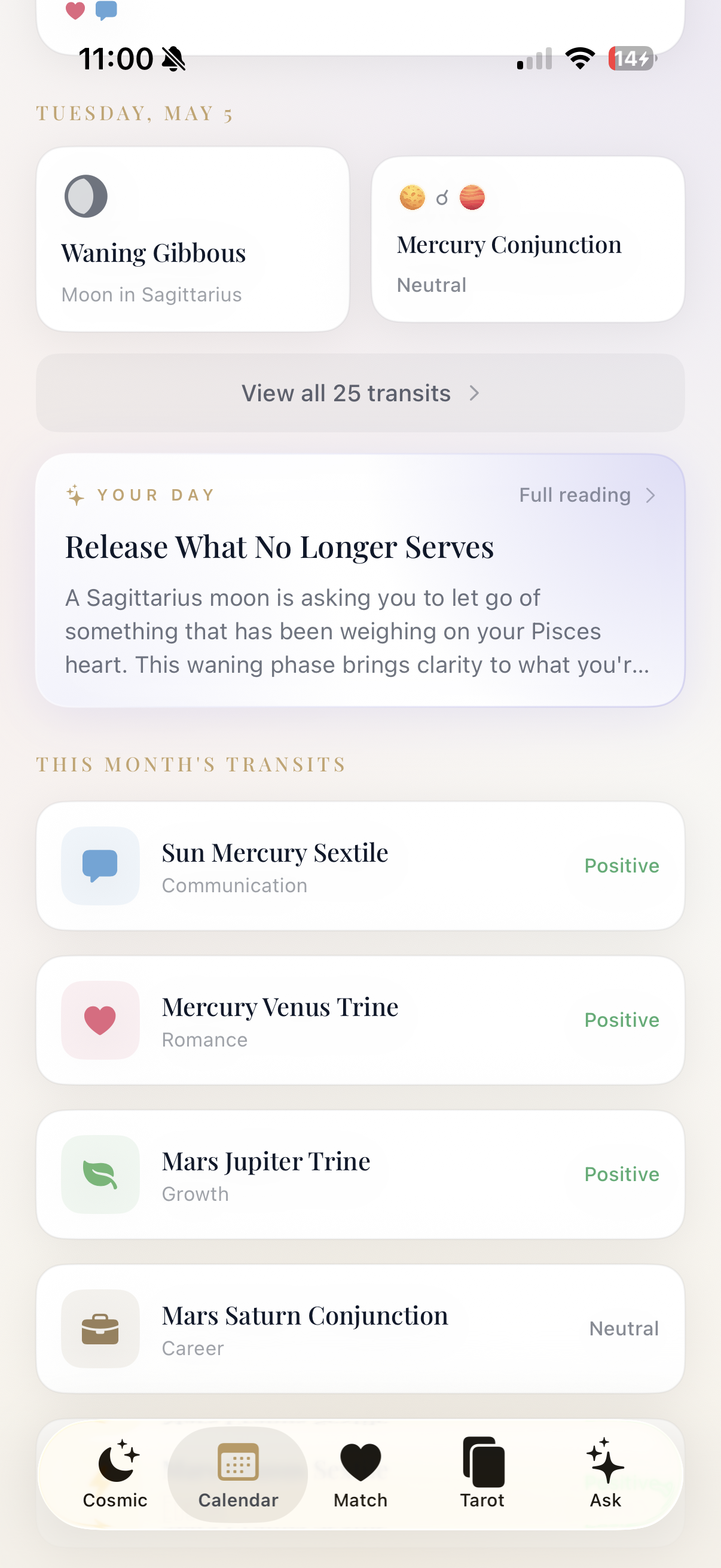 Stellum cosmic calendar — selected day
